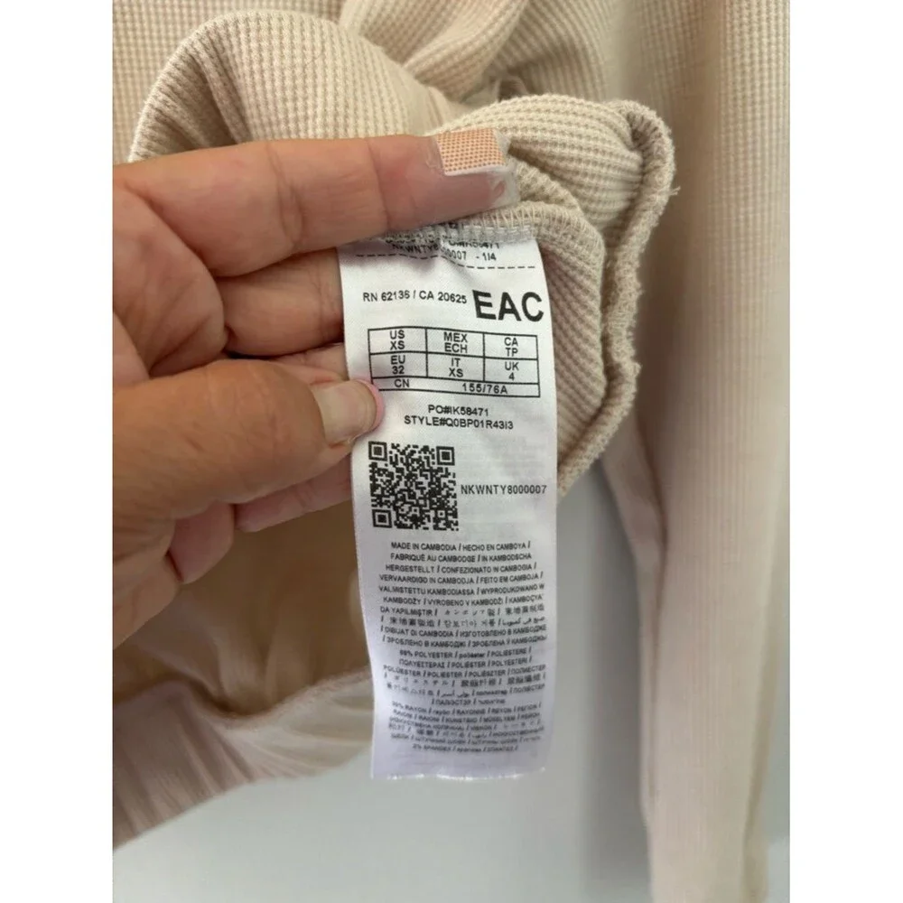 Guess Waffle Knit Quarter Zip Pullover Women XS Y2K Athleisure Streetwear